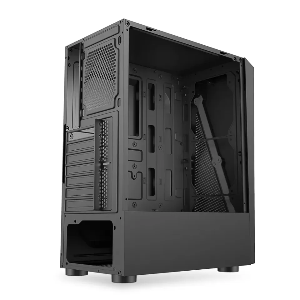 1stCOOL Middle Tower SHARK2, ATX black černý, bez zdroje, ATX (2xUSB2+ 1xUSB3+ Audio, RGB, bočnice) (PC case)