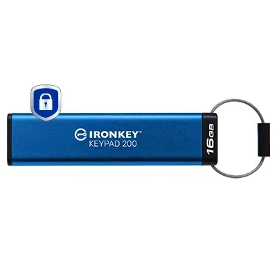 KINGSTON 16GB IronKey Keypad 200, FIPS 140-3 Lvl 3 (Pending) AES-256 Encrypted