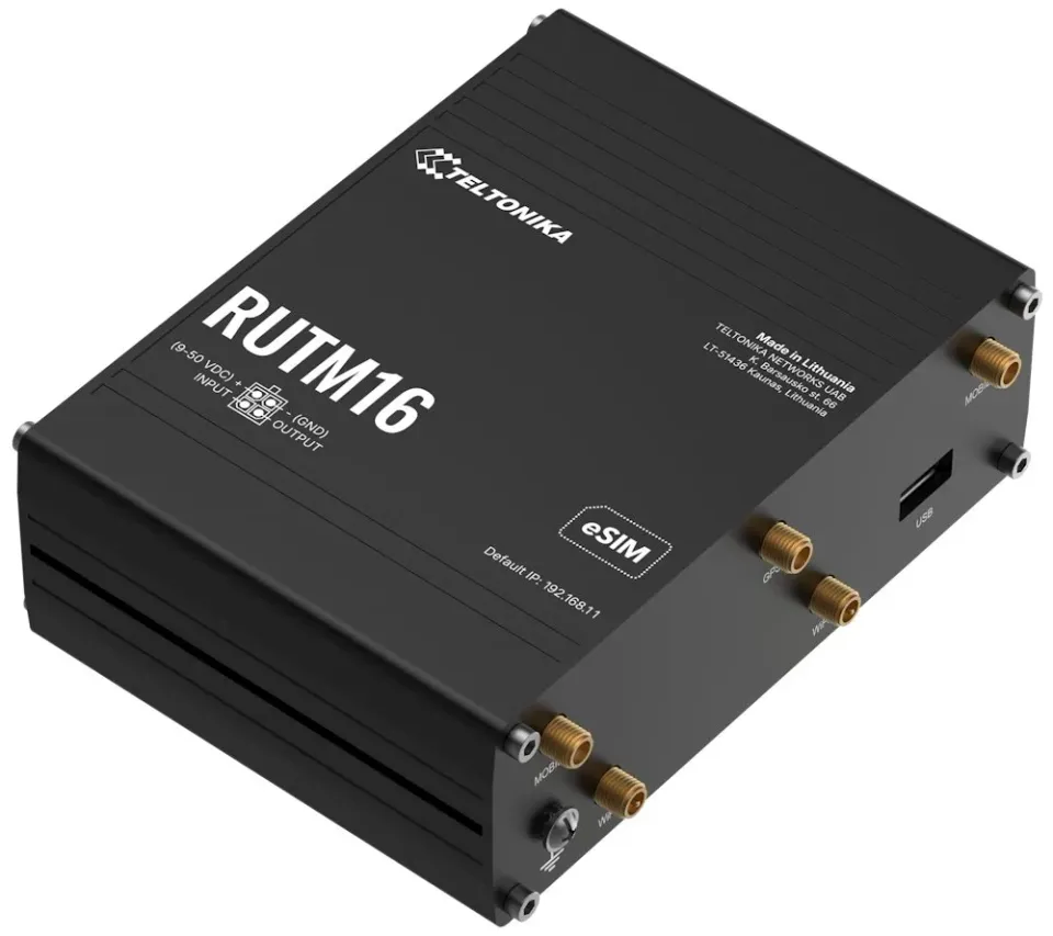 Teltonika RUTM16 průmyslový router 4x LAN, 1x WAN, LTE Telit global, Dual SIM + eSIM, WiFi 5