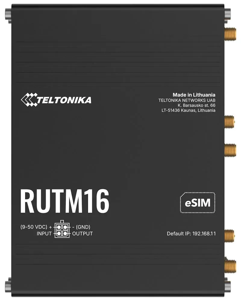 Teltonika RUTM16 průmyslový router 4x LAN, 1x WAN, LTE Telit global, Dual SIM + eSIM, WiFi 5