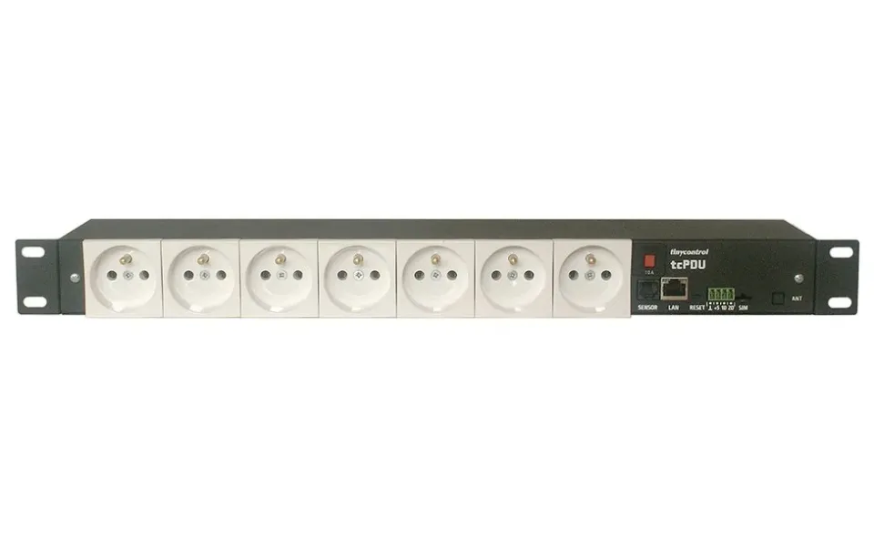 TINYCONTROL tcPDU rackový distribuční modul síťového napájení 7port, měření spotřeby, MQTT, 1wire a I2C, 2 dig. vstupy
