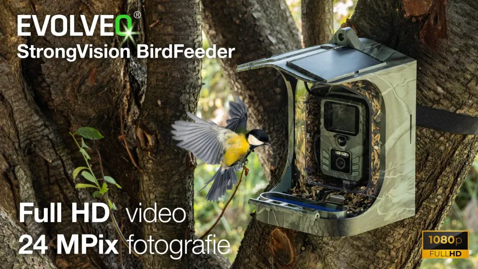 EVOLVEO StrongVision BirdFeeder - Chytré krmítko pro ptáky s kamerou a solárním