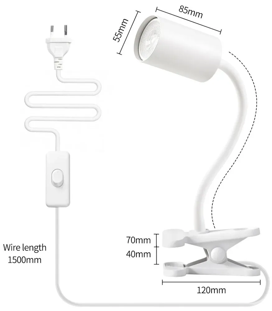 IMMAX PUNTO KLIP flexibilní nástěnné/klipové svítidlo, 9W, GU10, bílé