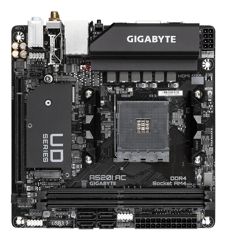 GIGABYTE MB Sc AM4 A520I AC, AMD A520, 2xDDR4, 1xDP, 2xHDMI, WI-FI, Mini-ITX