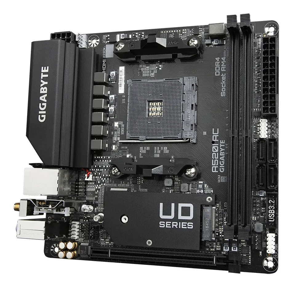 GIGABYTE MB Sc AM4 A520I AC, AMD A520, 2xDDR4, 1xDP, 2xHDMI, WI-FI, Mini-ITX