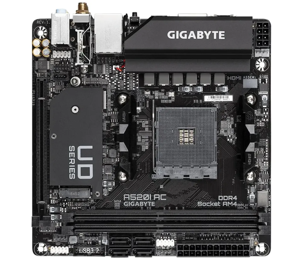 GIGABYTE MB Sc AM4 A520I AC, AMD A520, 2xDDR4, 1xDP, 2xHDMI, WI-FI, Mini-ITX