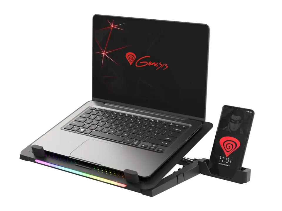 Chladící podložka pro NB Genesis Oxid 450 RGB do 15.6", hliníkové tělo