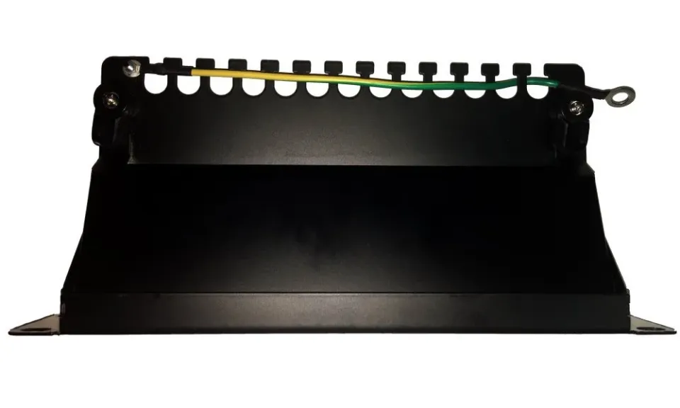 XtendLan Patch panel 10", 12 portů, 1U, Cat6, stíněný, LSA, s krytem, vodorovné umístění konektorů, zemnič, černý