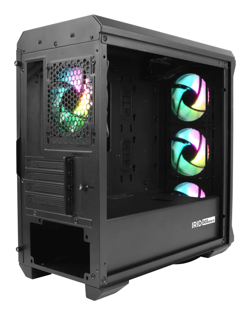 Počítačová skříň Genesis IRID 503 ARGB V2/Micro Tower/Transpar./Černá