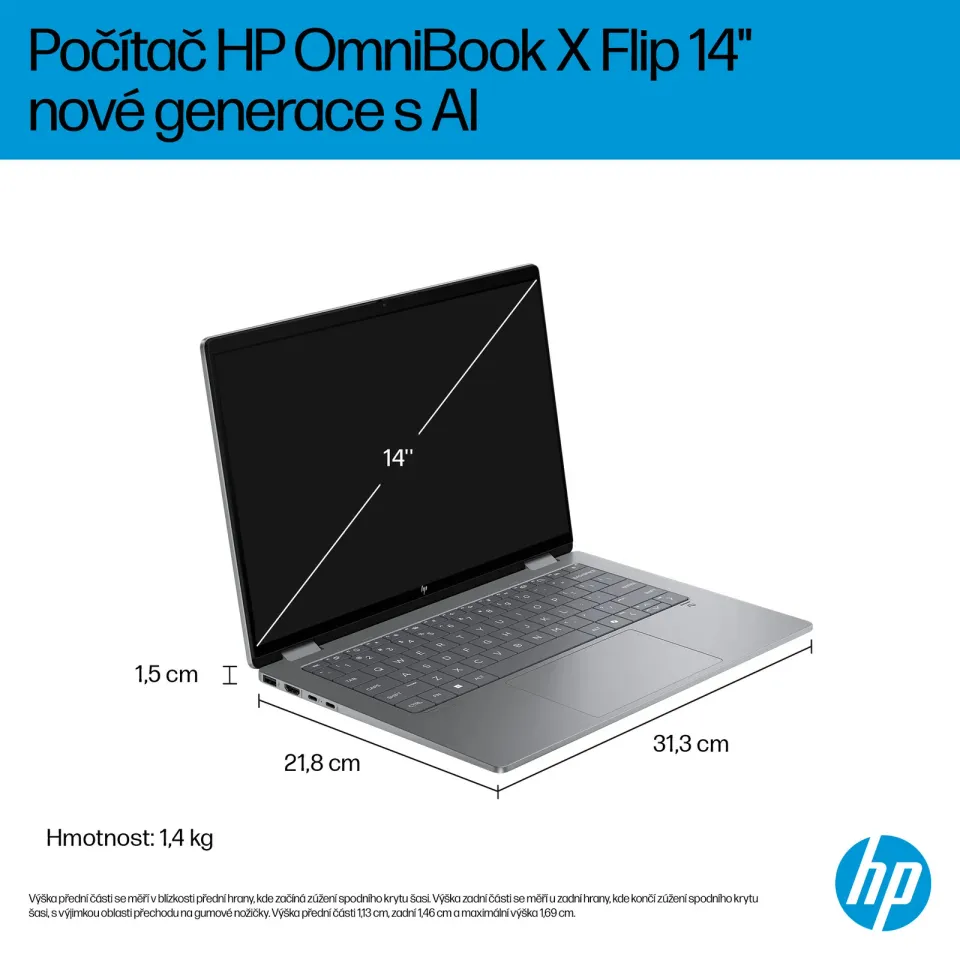 NTB HP OmniBook X Flip 14-fm0433nc, Ultra 7-256V, 14.0 3K OLED, 16GB LPDDR5X, 1TB,Win 11,2Y On-Site