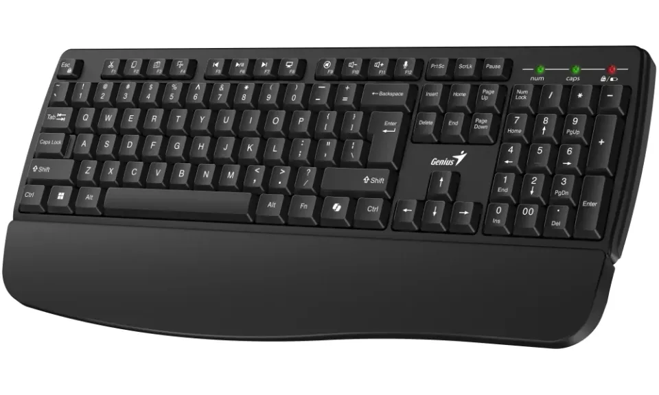 Genius KB-7123, Klávesnice, bezdrátová, 2,4GHz, mini USB přijímač, ergo. podložk