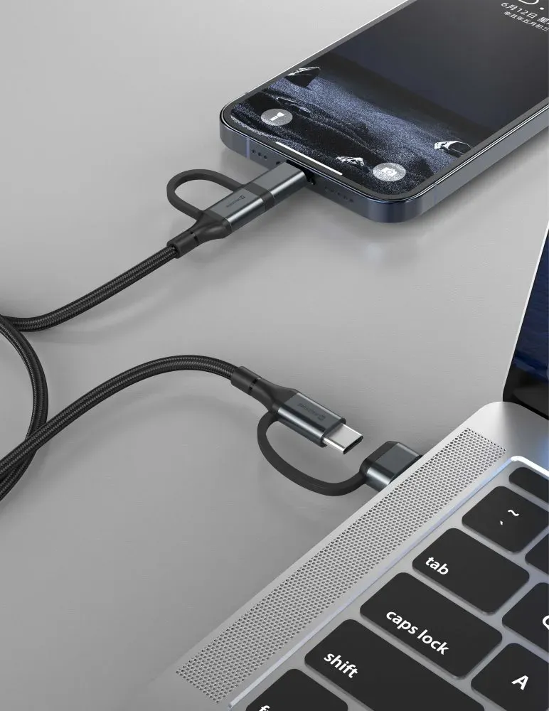 Swissten textilní datový kabel 4in1, 3A, 1,5m černý