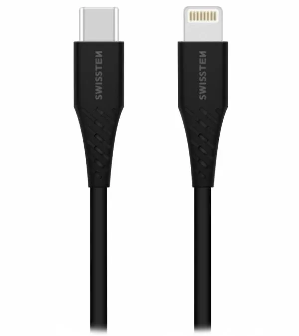 Swissten nabíjecí kabel usb-c / lightning 1,0 m černý