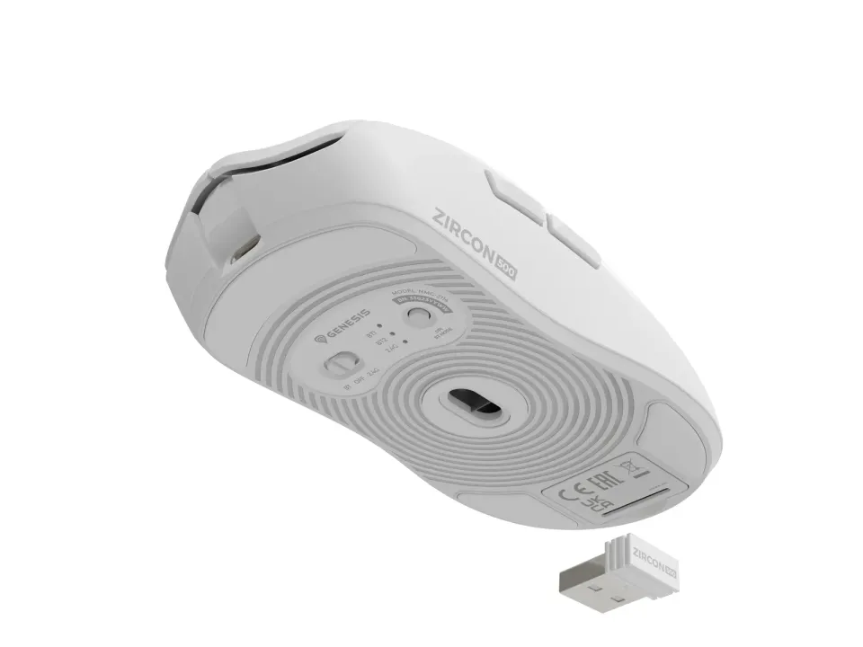 Genesis herní myš ZIRCON 500 G2/Herní/Optická/10 000 DPI/USB+BT/Bílá