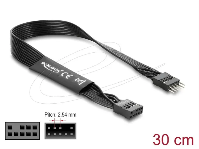 Delock Plochý kabel HD Audio, prodlužovací kabel základní desky, z 9 pinového ko