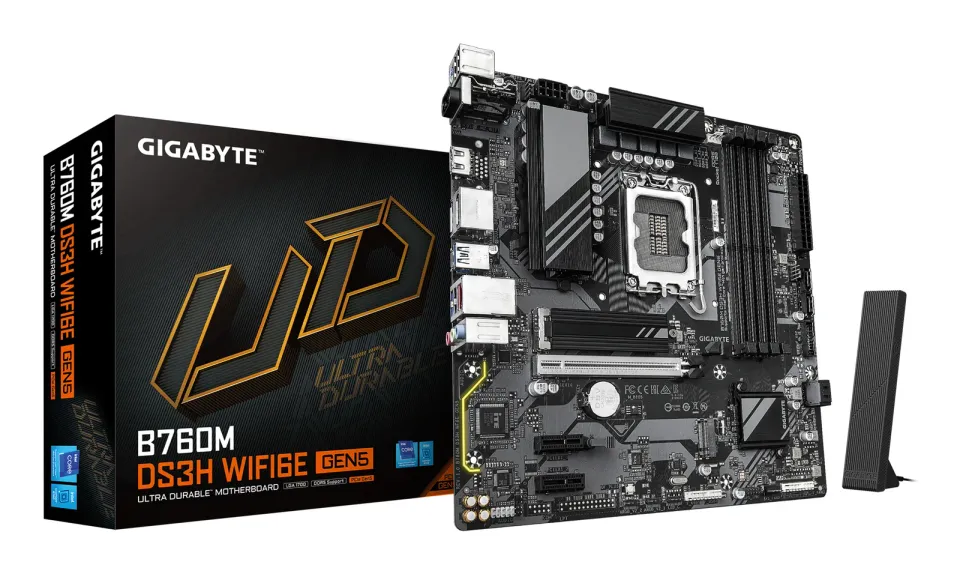 GIGABYTE MB Sc LGA1700 B760M DS3H WIFI6E GEN5, Intel B760, 4xDDR5, 2xDP, 1xHDMI, mATX