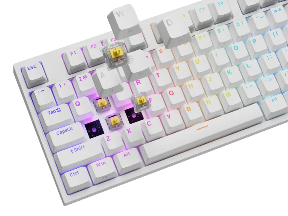 Herní mechanická klávesnice Genesis THOR 404/RGB/Gateron Yellow Pro/Drátové USB-A/US layout/Bílá