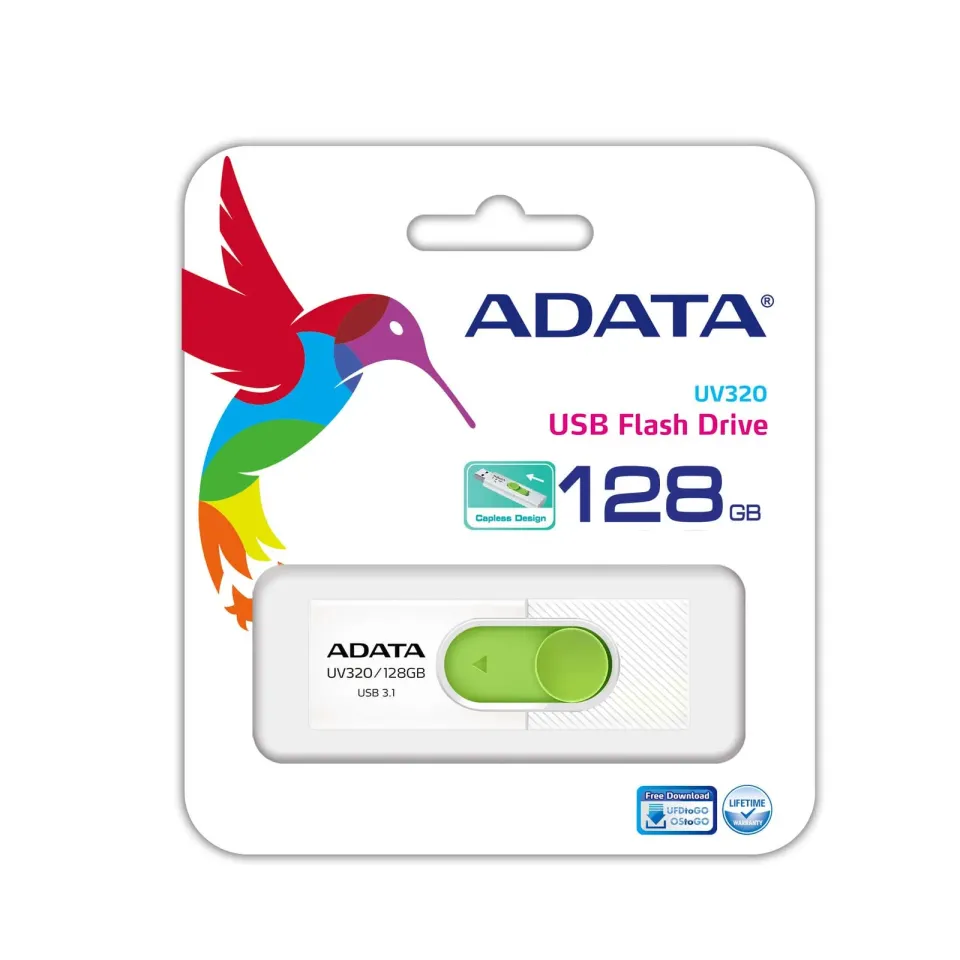 ADATA UV320/128GB/USB 3.2/USB-A/Bílá