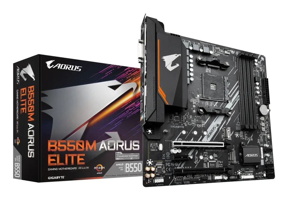GIGABYTE MB Sc AM4 B550M AORUS ELITE, AMD B550, 4xDDR4, 1xHDMI, 1xDVI, mATX