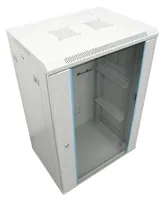 XtendLan 19" nástěnný rozvaděč 18U 600x600, nosnost 60 kg, skleněné kouřové dveře, rozložený, šedý