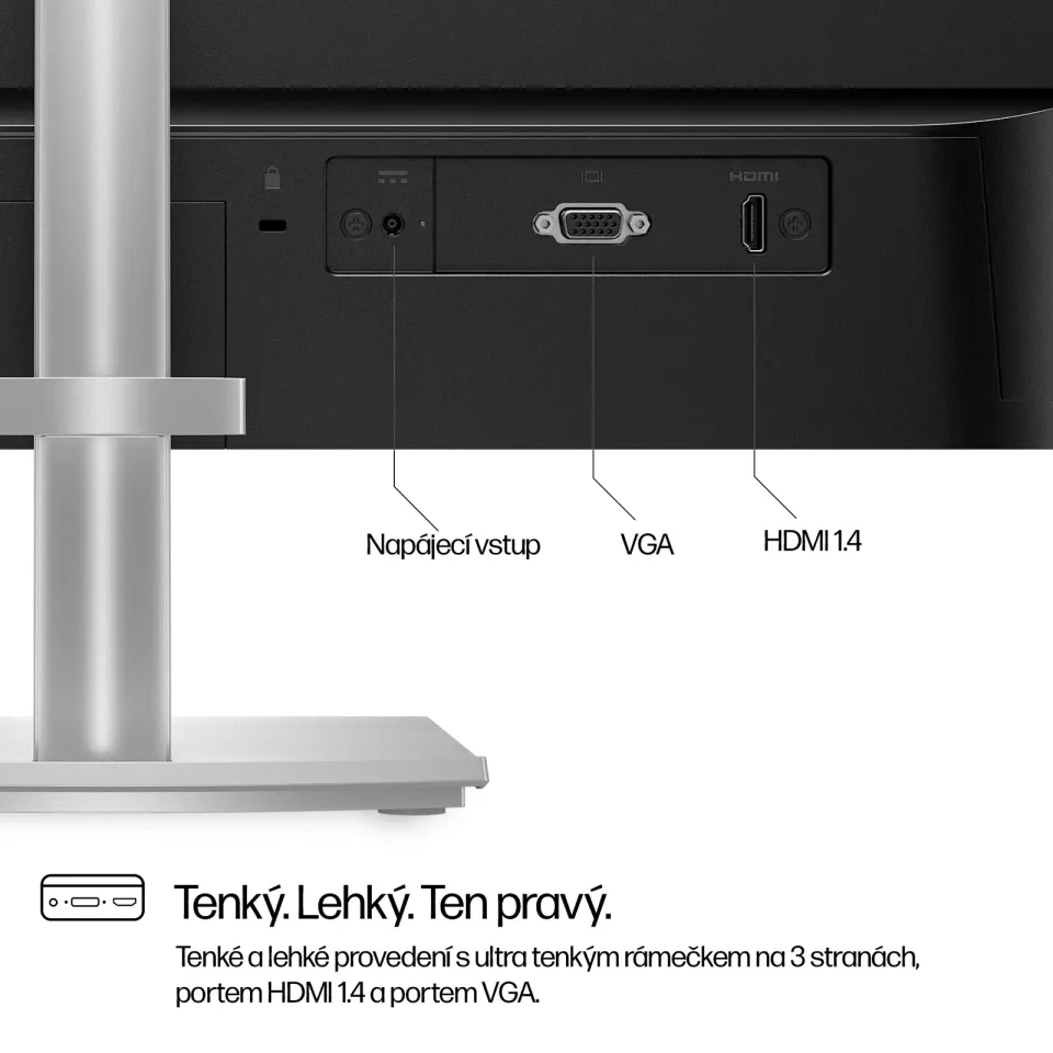 HP LCD HP 524sh 23.8" 1920x1080 FHD, IPS AG, 300nits, 100Hz, 1500:1, 5ms, 16:9, VGA, HDMI 1.4, Výškově nastavitelný stojan, HP Eye Ease