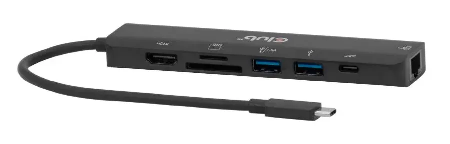 Club3D Dokovací stanice USB-C 7v1, 1xHDMI, 1xUSB-C PD, 2xUSB, 1xRJ45, microSD/SD, černá