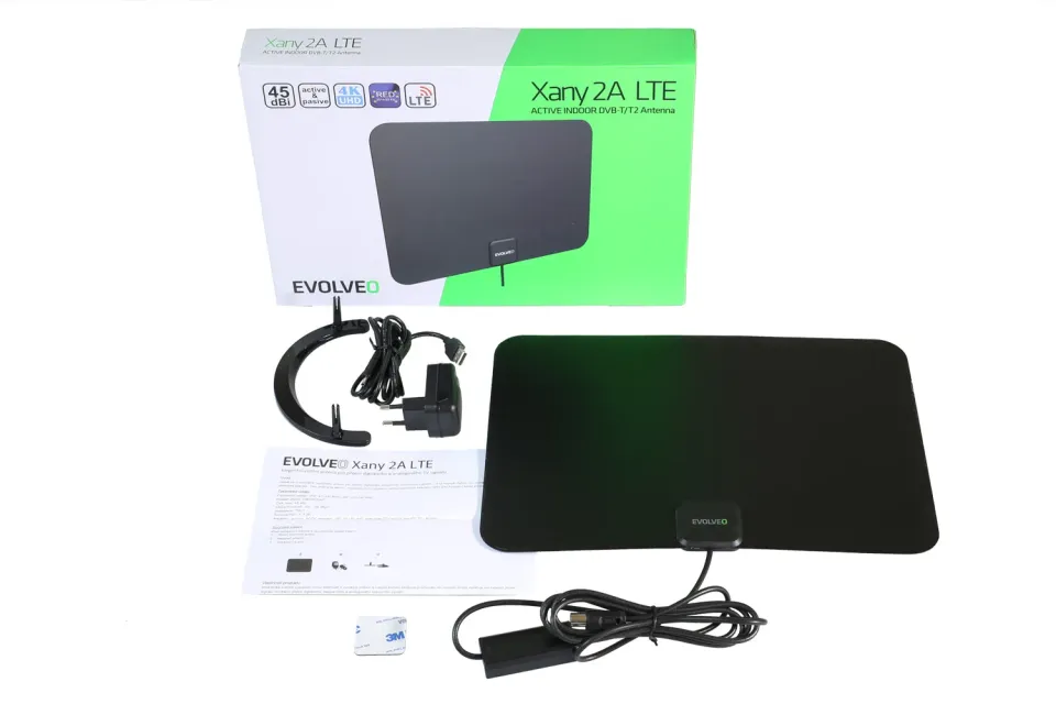 EVOLVEO Xany 2A LTE, 45dBi aktivní pokojová anténa DVB-T/T2, LTE filtr