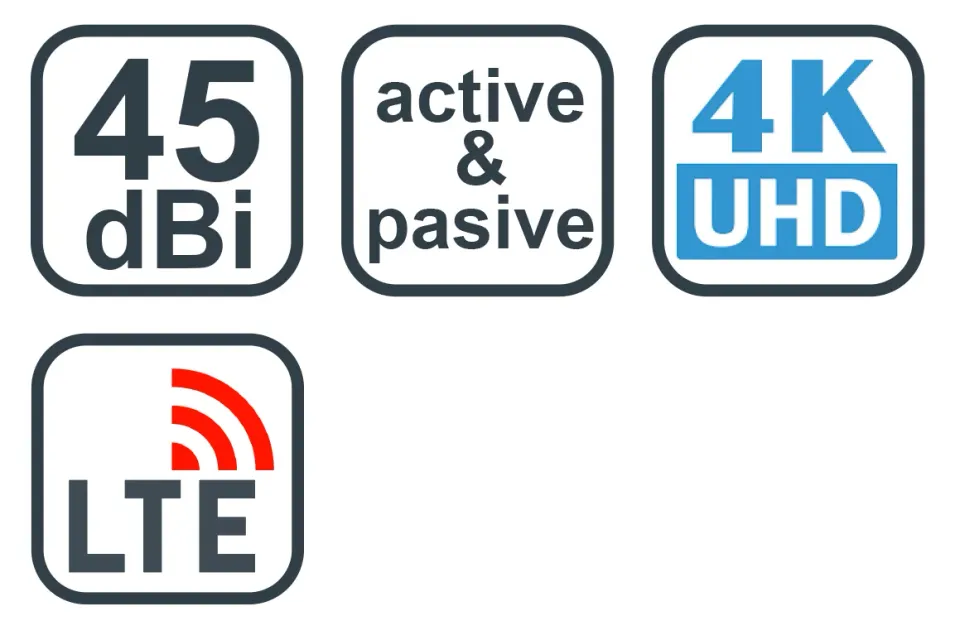 EVOLVEO Xany 2A LTE, 45dBi aktivní pokojová anténa DVB-T/T2, LTE filtr