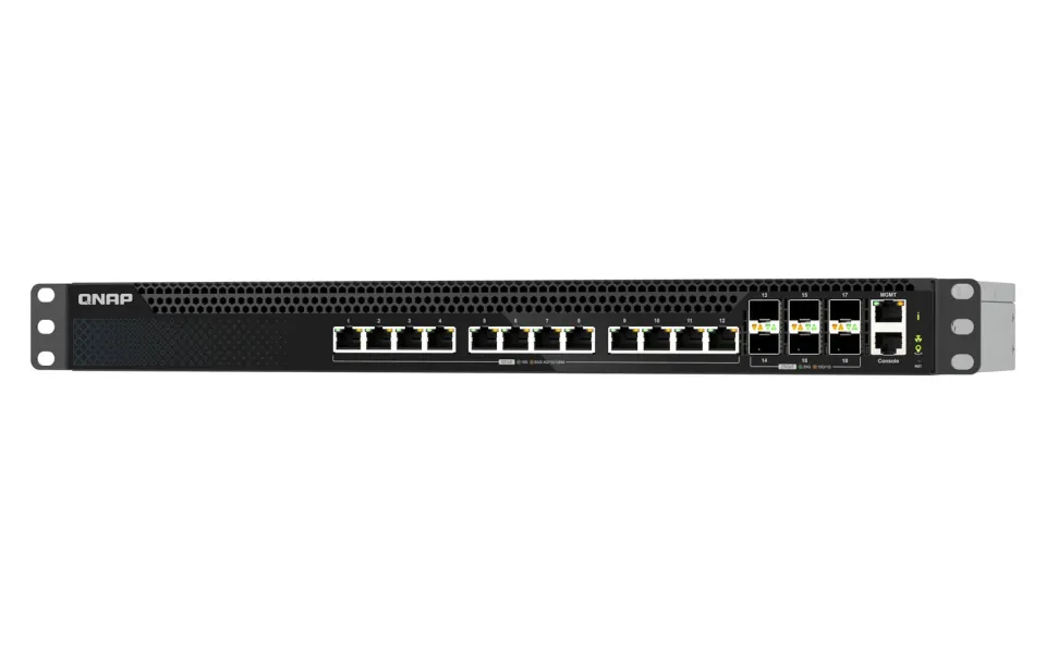 QNAP řízený switch QSW-M5218-6F12T (6x 25GbE SFP28 port, 12x 10GbE RJ45 port, L3)