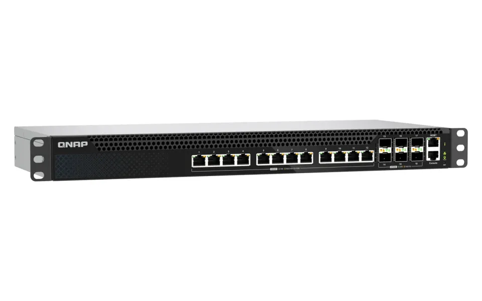 QNAP řízený switch QSW-M5218-6F12T (6x 25GbE SFP28 port, 12x 10GbE RJ45 port, L3)