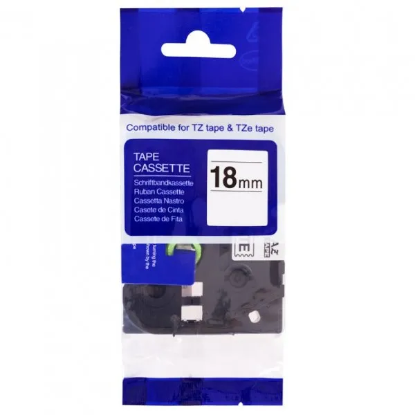 PRINTLINE kompatibilní páska s Brother HSe-241, 18mm, černý tisk/ bílý podklad, bužírka
