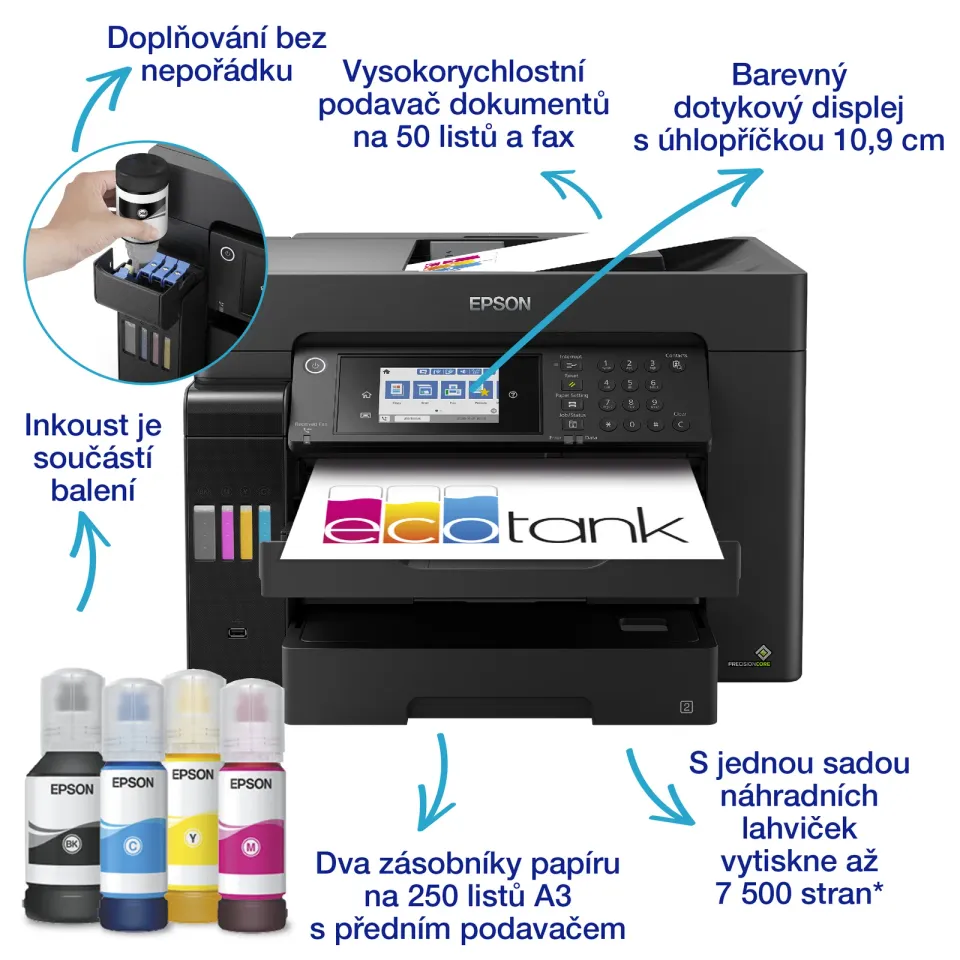 EPSON L15160 - A3+/32-32ppm/4ink/DADF/Fax/Wi-Fi//LAN/Duplex/CISS