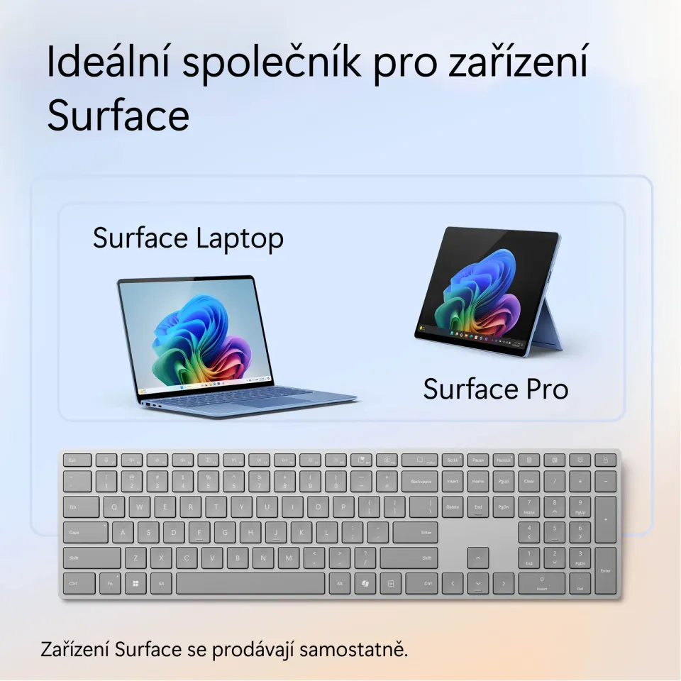 Microsoft Surface Keyboard (2. edice) commercial/Bezdrátové Bluetooth/CZ/SK/Šedá