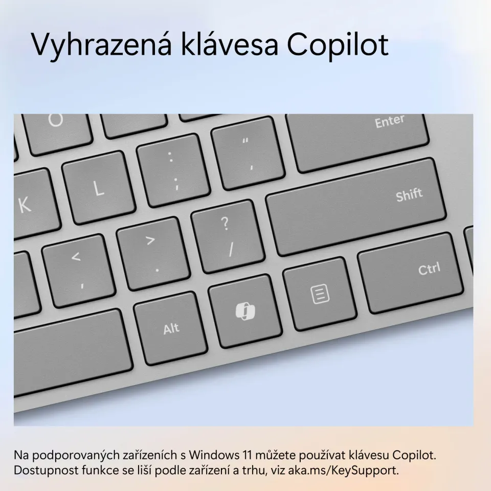 Microsoft Surface Keyboard (2. edice) commercial/Bezdrátové Bluetooth/CZ/SK/Šedá
