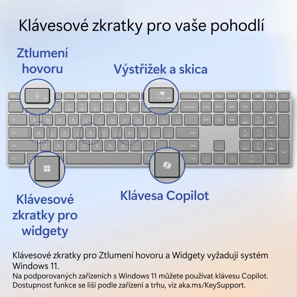 Microsoft Surface Keyboard (2. edice) commercial/Bezdrátové Bluetooth/CZ/SK/Šedá