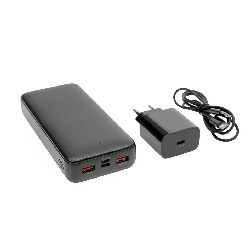 Platinet SET 3v1 Powerbanka 20000 mAh + Nabíječka 20W Power Delivery, kabel USB-C 1m, černá