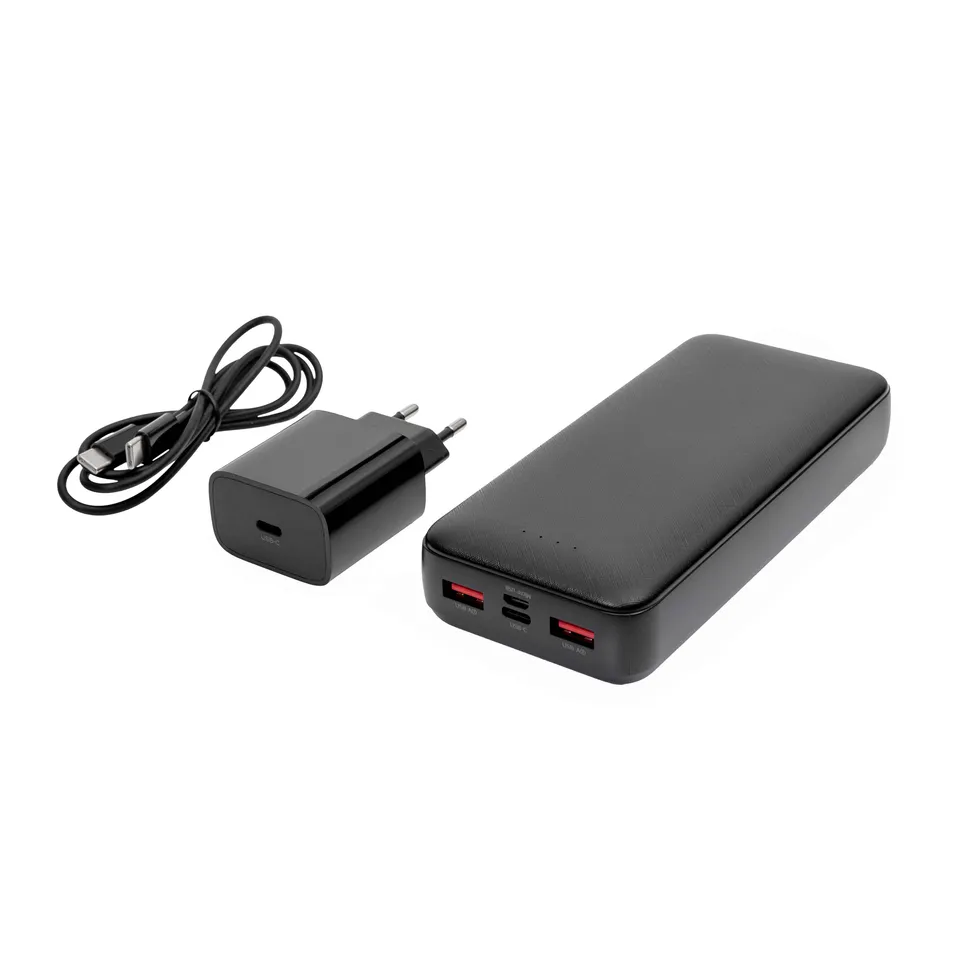 Platinet SET 3v1 Powerbanka 20000 mAh + Nabíječka 20W Power Delivery, kabel USB-C 1m, černá