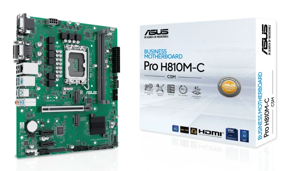 ASUS MB Sc LGA1851 PRO H810M-C-CSM, 2xDDR5, 1xDP, 1xHDMI, 1xVGA, 1xDVI-D, mATX