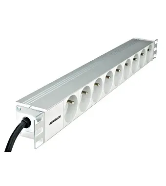 Napájecí panel PDU 19", 9x ČSN, 1U, kabel 2 m