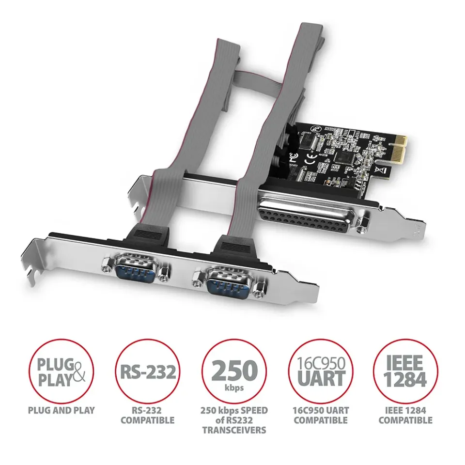 AXAGON PCEA-PSN, PCIe řadič - 1x paralelní (LPT) + 2x sériový port (RS232) 250 k