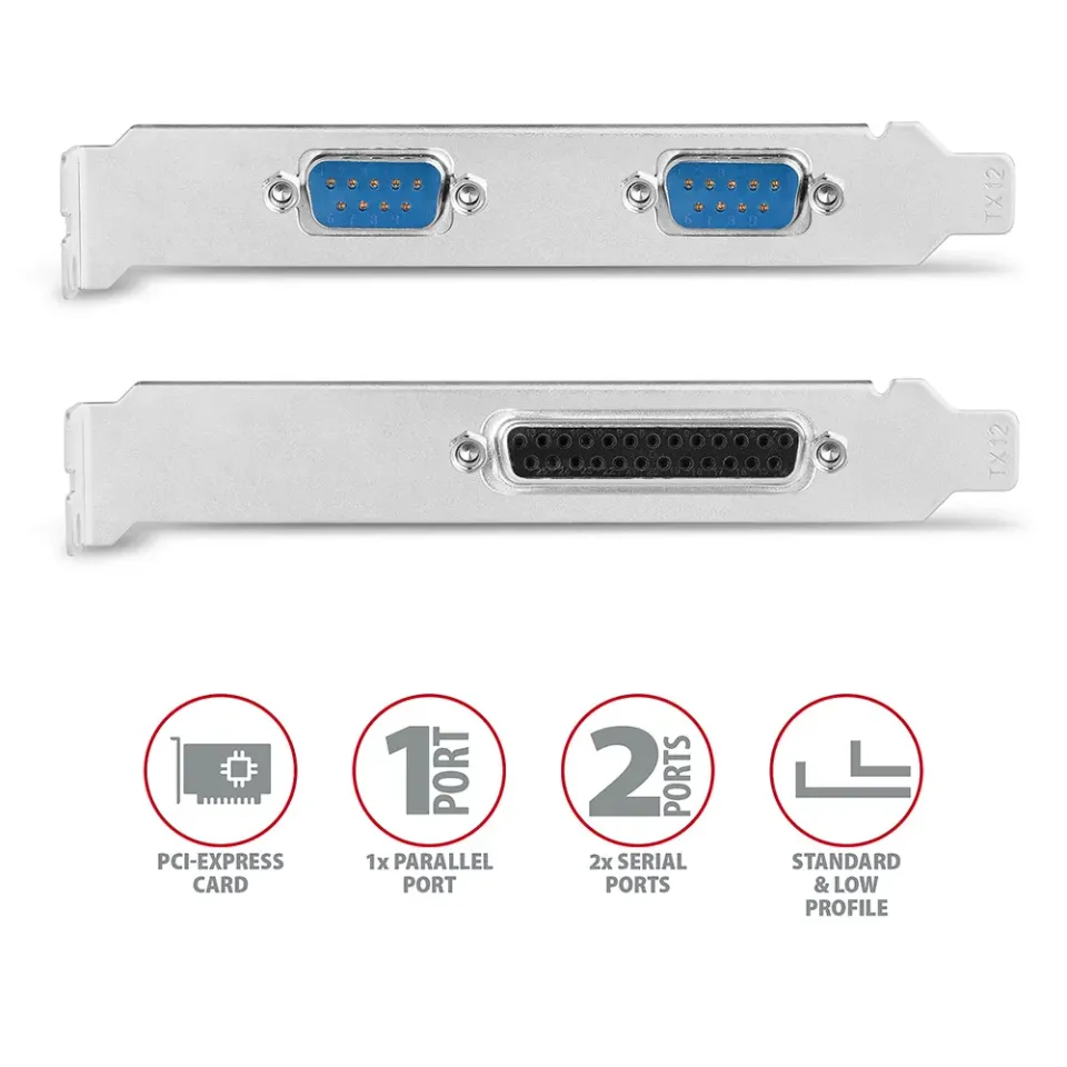 AXAGON PCEA-PSN, PCIe řadič - 1x paralelní (LPT) + 2x sériový port (RS232) 250 k
