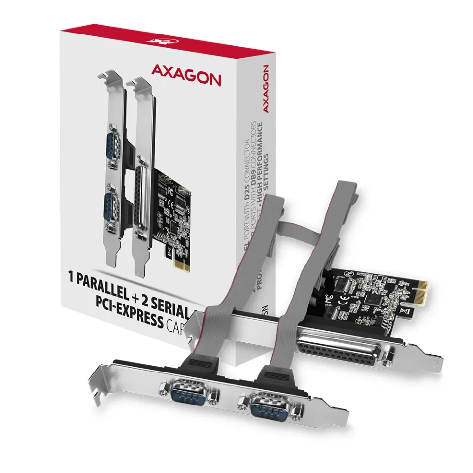 AXAGON PCEA-PSN, PCIe řadič - 1x paralelní (LPT) + 2x sériový port (RS232) 250 k