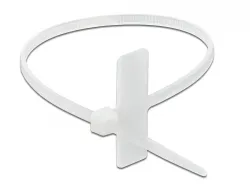 Delock Kabelový úvazek se štítkovou visačkou, D 100 x Š 2,5 mm, bílý, 10 ks