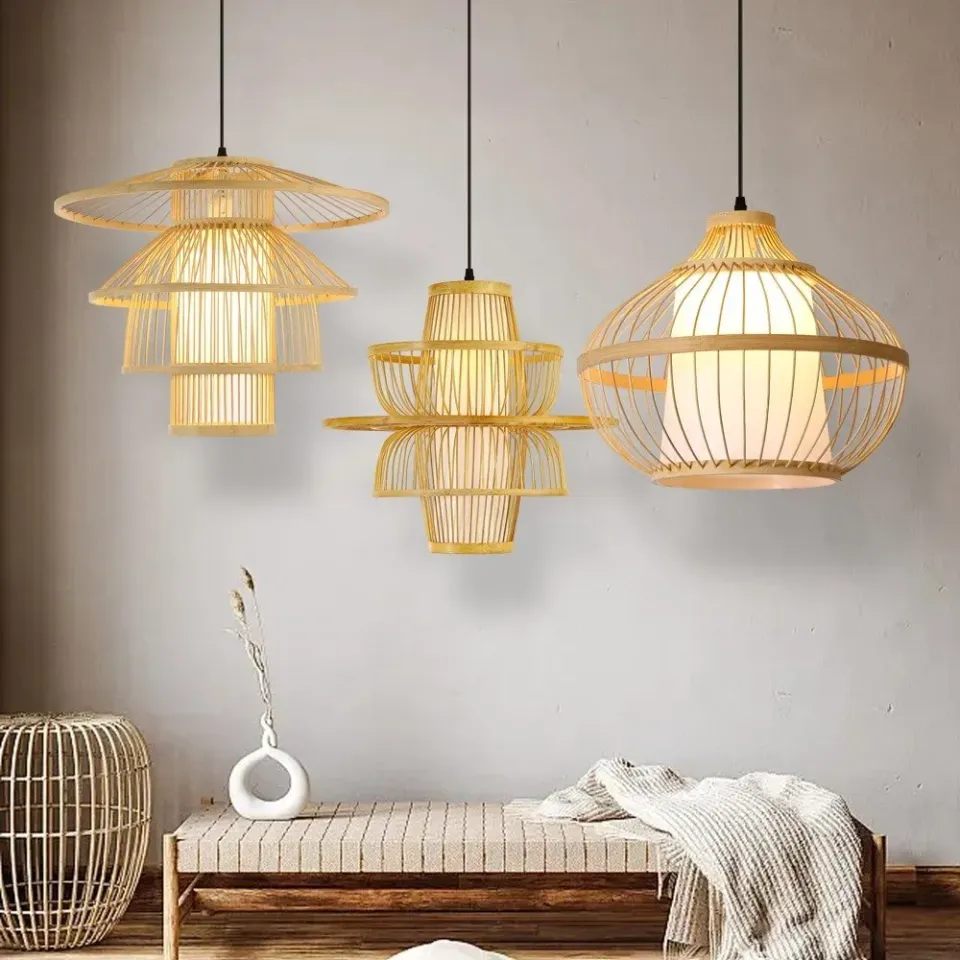IMMAX BOHO PINCHOS designové závěsné svítidlo, D45cm, E27, bambusové dřevo
