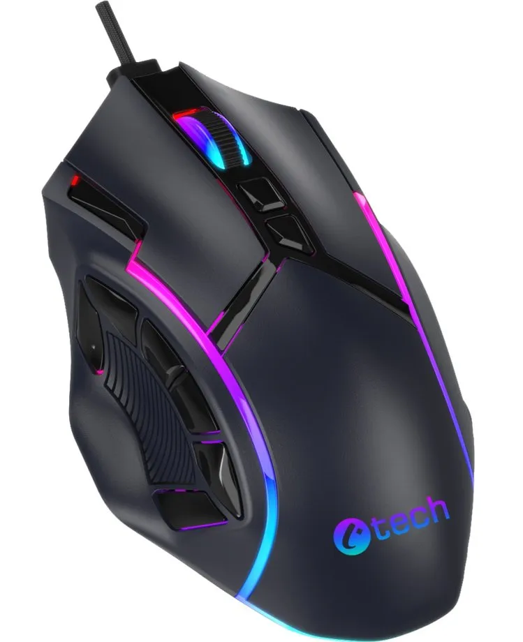 C-TECH herní myš Akali (GM-15), casual gaming, 12800 DPI, RGB podsvícení, USB, č