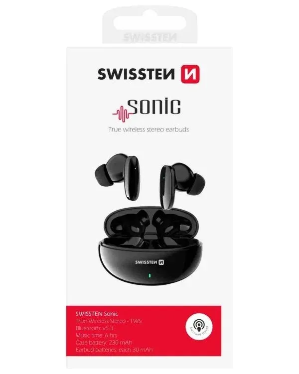 SWISSTEN BLUETOOTH TWS SLUCHÁTKA SONIC ČERNÁ