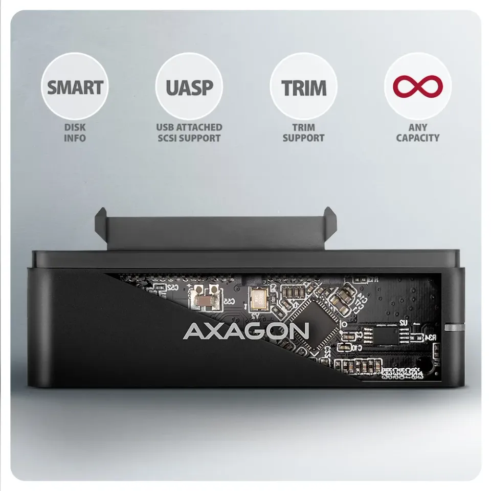 AXAGON ADSA-FPX, USB-C 10Gbps - SATA 6G, 2.5"/3.5" SSD/HDD FAST PORT X adaptér,