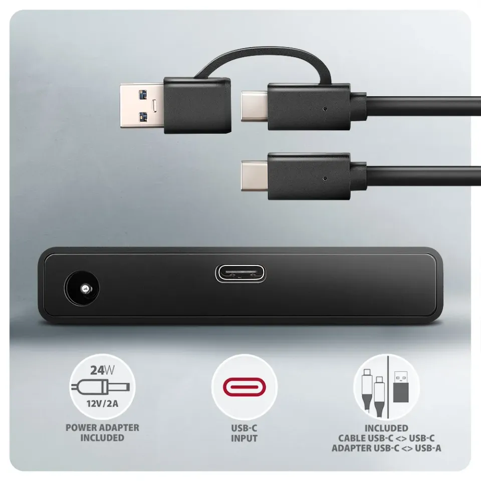 AXAGON ADSA-FPX, USB-C 10Gbps - SATA 6G, 2.5"/3.5" SSD/HDD FAST PORT X adaptér,