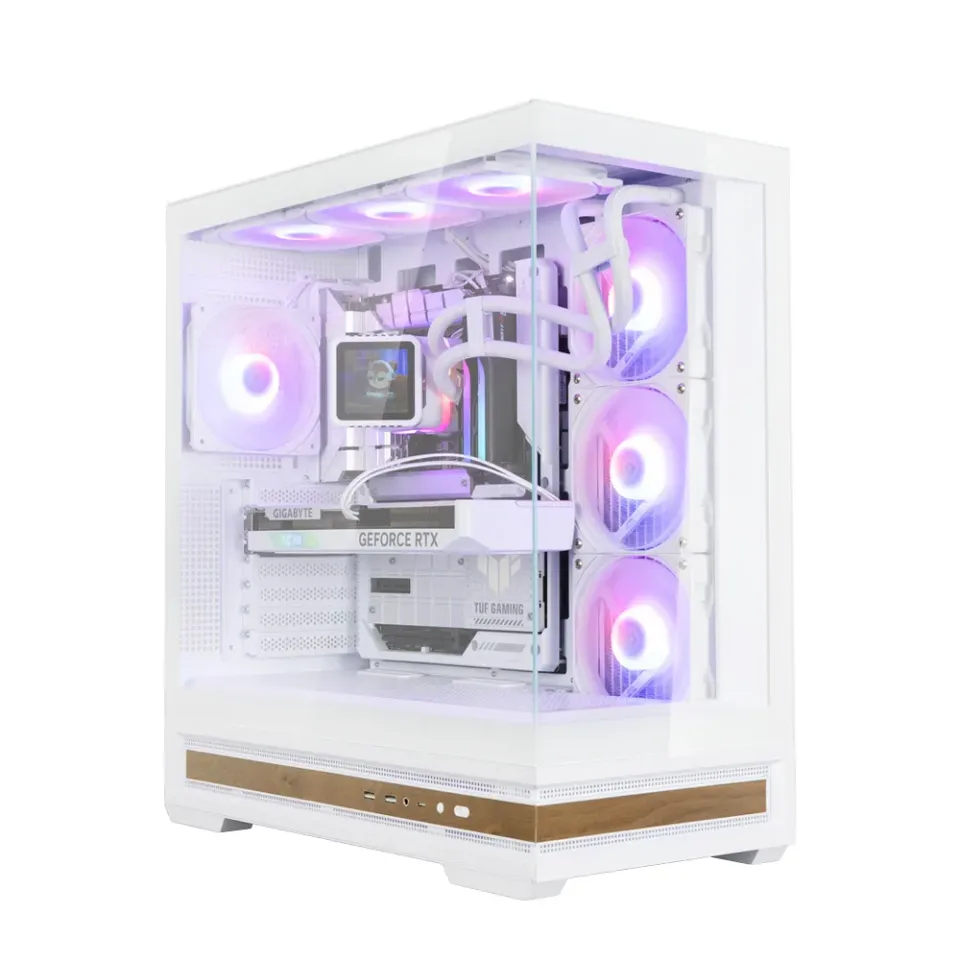 Zalman skříň P40 Namu / midT/ 4x120mm ARGB fan / 2xUSB 3.0 / USB-C / panoramatická / dřevěné doplňky / bílá