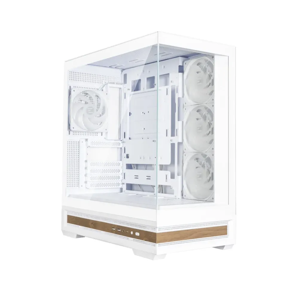 Zalman skříň P40 Namu / midT/ 4x120mm ARGB fan / 2xUSB 3.0 / USB-C / panoramatická / dřevěné doplňky / bílá